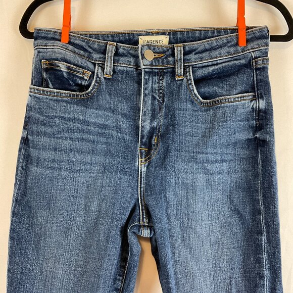 L'Agence Jeans 28 Blue Distressed Destroyed Raw Hem Straight Leg - Picture 2 of 10